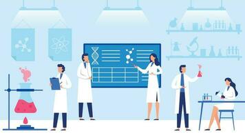 vetenskap laboratorium. vetenskaplig labb utrustning, professionell vetenskaplig forskning och forskare arbetare vektor illustration