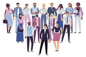 professionell människor team. företag personer grupp, samhälle ledarskap och kontor arbetare folkmassan vektor illustration