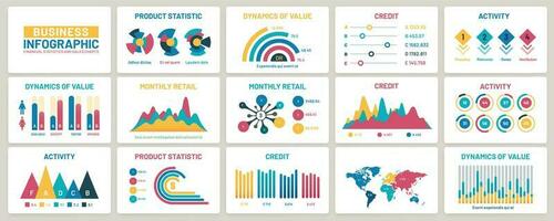 Geschäft Präsentation Diagramme. Finanzen Berichte, Marketing Daten Grafiken und Infografik Vorlage Vektor einstellen