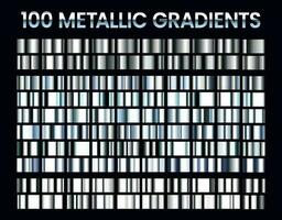 metallisk gradienter. skinande silver- lutning, platina och stål metall material färger vektor illustration uppsättning