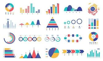 grafisk diagram ikoner. finansiera statistisk Diagram, pengar inkomst och vinst tillväxt Graf. företag presentation grafer platt vektor uppsättning