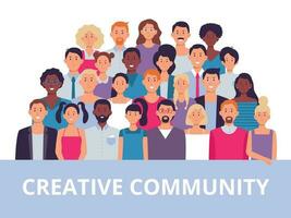 Menschen Gruppe. multiethnisch Gemeinschaft Porträt, vielfältig Erwachsene Menschen und Büro Arbeitskräfte Mannschaft Vektor Illustration
