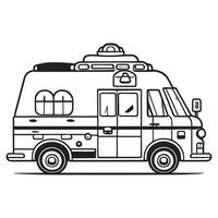 detta är en ambulans vektor ClipArt, ambulans linje konst, svart och vit ambulans.