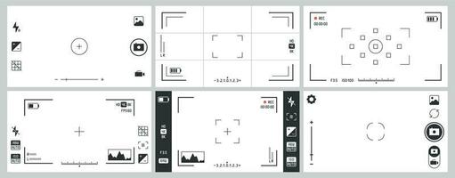 Foto Kamera Sucher. Fotografie ui Zoomen, Einstellung Fokus Rahmen und Digital Sucher Vektor einstellen