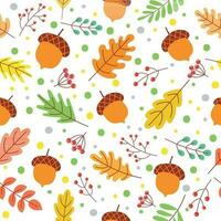 nahtlos Herbst Blätter Muster. fallen Jahreszeit Farben, gefallen Gelb Blatt und herbstlich Eicheln Vektor Illustration