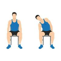 man håller på med sittande sida lutar eller stol lutar träning. vektor
