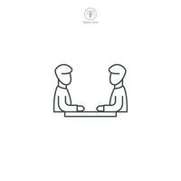 Treffen Symbol. ein Fachmann und Kollaborativ Vektor Illustration von ein treffen, symbolisieren Diskussionen, Zusammenarbeit, und Gruppe Interaktionen.