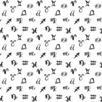 stjärntecken sömlösa mönster handritad horoskop astrologi symboler grunge texturerat design typografi tryck vektorillustration vektor