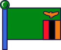 zambia republik nation flagga på flaggstång vektor