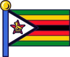 zimbabwe republik nation flagga på flaggstång vektor