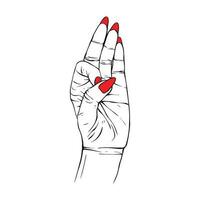 lång röd naglar hand dragen gest skiss vektor illustration linje konst