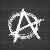 anarki tecken handritad skiss. texturerat grunge punk symbol. vektor illustration på svarta tavlan bakgrund.