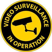 meddelande videoövervakning i drift tecken vit bakgrund vektor