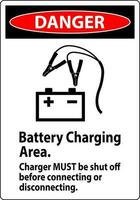 Achtung Zeichen Batterie Laden Bereich, Ladegerät Muss Sein geschlossen aus Vor verbinden oder Trennen vektor