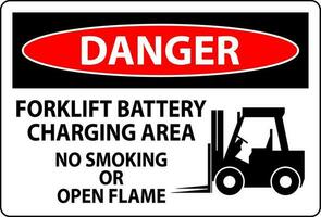 fara tecken gaffeltruck batteri laddning område, Nej rökning eller öppen flamma vektor
