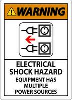 varning tecken elektrisk chock fara, Utrustning har flera olika kraft källor vektor