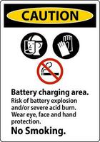 varning tecken batteri laddning område, risk av batteri explosion eller svår syra bränna, Nej rökning vektor