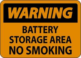 Warnung Zeichen Batterie Lager Bereich Nein Rauchen vektor