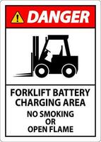 fara tecken gaffeltruck batteri laddning område, Nej rökning eller öppen flamma vektor