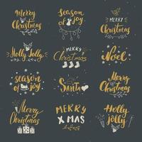 god jul kalligrafiska bokstäver. typografiska hälsningar design. kalligrafi bokstäver för semester hälsning. handritad bokstäver text vektorillustration vektor