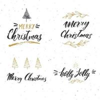 Frohe Weihnachten kalligraphische Schriftzüge gesetzt. typografische Grüße Design. Kalligraphie-Beschriftung für Feiertagsgruß. Hand gezeichnete Beschriftungstextvektorillustration vektor