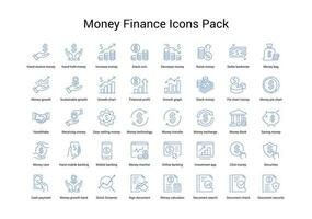 Blau Farbe Geld Finanzen Symbole Pack vektor