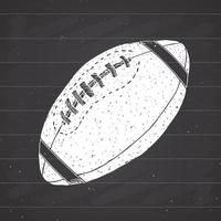 amerikansk fotboll, handbollsdragen grunge texturerad skiss, vektorillustration på svarta tavlan bakgrund vektor