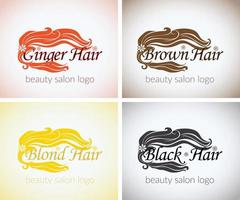 Friseursalon Firmenidentität Vektor Logo Design Mock-Up-Vorlage gesetzt. abstraktes Konzept blond braun schwarz und Ingwer Farben, Beauty Studio Logo stilisiert