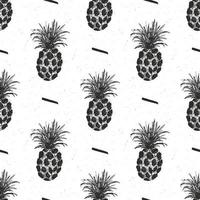 ananas handritad sömlösa mönster, frukt bakgrund vektorillustration. vektor