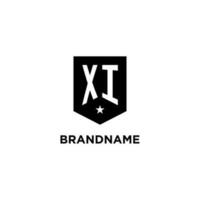 xi monogram första logotyp med geometrisk skydda och stjärna ikon design stil vektor
