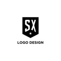 sx Monogramm Initiale Logo mit geometrisch Schild und Star Symbol Design Stil vektor