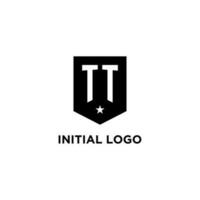 tt Monogramm Initiale Logo mit geometrisch Schild und Star Symbol Design Stil vektor