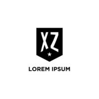 xz monogram första logotyp med geometrisk skydda och stjärna ikon design stil vektor