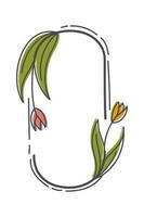 ästhetisch Blumen- Rahmen Illustration isoliert im Weiß. minimalistisch Blumen- Element Designs zum Einladungen, Monogramme, Rahmen, Grenzen, usw. vektor