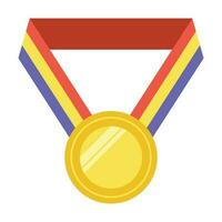 guld medalj eller vinnare tilldela ikon, logotyp. lämplig för de design element av en mästerskap medalj, först plats vinnare, guld, silver- och brons medaljör. cirkel utmärkelser med band. prestation symbol. vektor