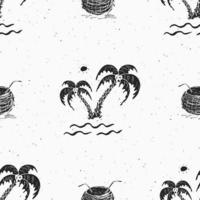 nahtloser Musterhintergrund mit Hand gezeichneten Palmen, Sommer nahtlos, Hintergrund, Vektorillustration vektor
