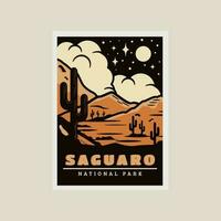 saguaro nationell parkera skriva ut affisch årgång vektor symbol illustration design