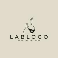 erlenmeyer Labor Linie Kunst Logo Design mit minimalistisch Stil Logo Vektor Illustration Design