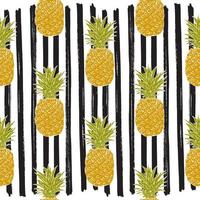 Ananas Hand gezeichnete Skizze gestreift nahtloses Muster. Vektorillustration. vektor