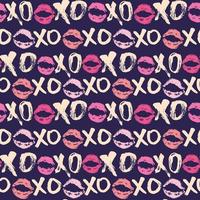 Xoxo Pinsel Schriftzug Zeichen nahtloses Muster, Grunge kalligraphische Umarmungen und Küsse Phrase, Internet Slang Abkürzung Xoxo Symbole, Vektor-Illustration isoliert auf weißem Hintergrund vektor