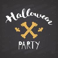 Halloween-Grußkarte. Schriftzug Kalligraphie Zeichen und Hand gezeichnete Elemente, Party Einladung oder Urlaub Banner Design Vektor-Illustration auf Tafel Hintergrund vektor