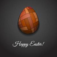 glückliches Ostern-Grußkartenentwurf mit kreativem Patchwork-Osterei auf dunklem Hintergrund und Zeichen glückliches Ostern, Vektorillustration vektor