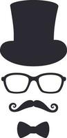 Unbekannt Mann mit ein Schnurrbart im das Hut, Brille und Bogen. vektor