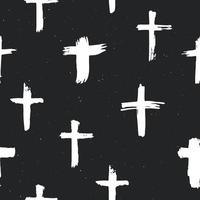 kors symboler sömlösa mönster grunge hand dras kristna kors, religiösa tecken ikoner, krucifix symbol vektorillustration vektor
