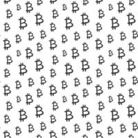 nahtloses Muster der Bitcoin-Zeichenikon-Pinselbeschriftung, kalligraphischer Symbolhintergrund des Schmutzes, Vektorillustration vektor