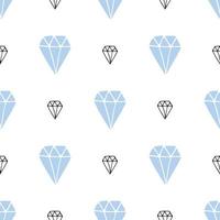 nahtlose Mustervektorillustration des Diamanten. Hand gezeichnete skizzierte Gekritzel Diamant Symbole Hintergrund vektor