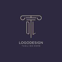dl Initiale mit Säule Logo Design, Luxus Gesetz Büro Logo Stil vektor