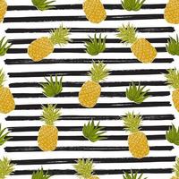 Ananas Hand gezeichnete Skizze gestreift nahtloses Muster. Vektorillustration. vektor