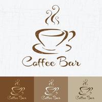 Coffeeshop Logo Design Vorlage Retro-Stil. Vintage Design für Logo, Label, Abzeichen und Markendesign. Hand gezeichnete Kaffeetasse Vektor-Illustration vektor