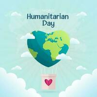 Welt humanitär Tag Design mit Luft Ballon und Herz gestalten Globus Illustration vektor